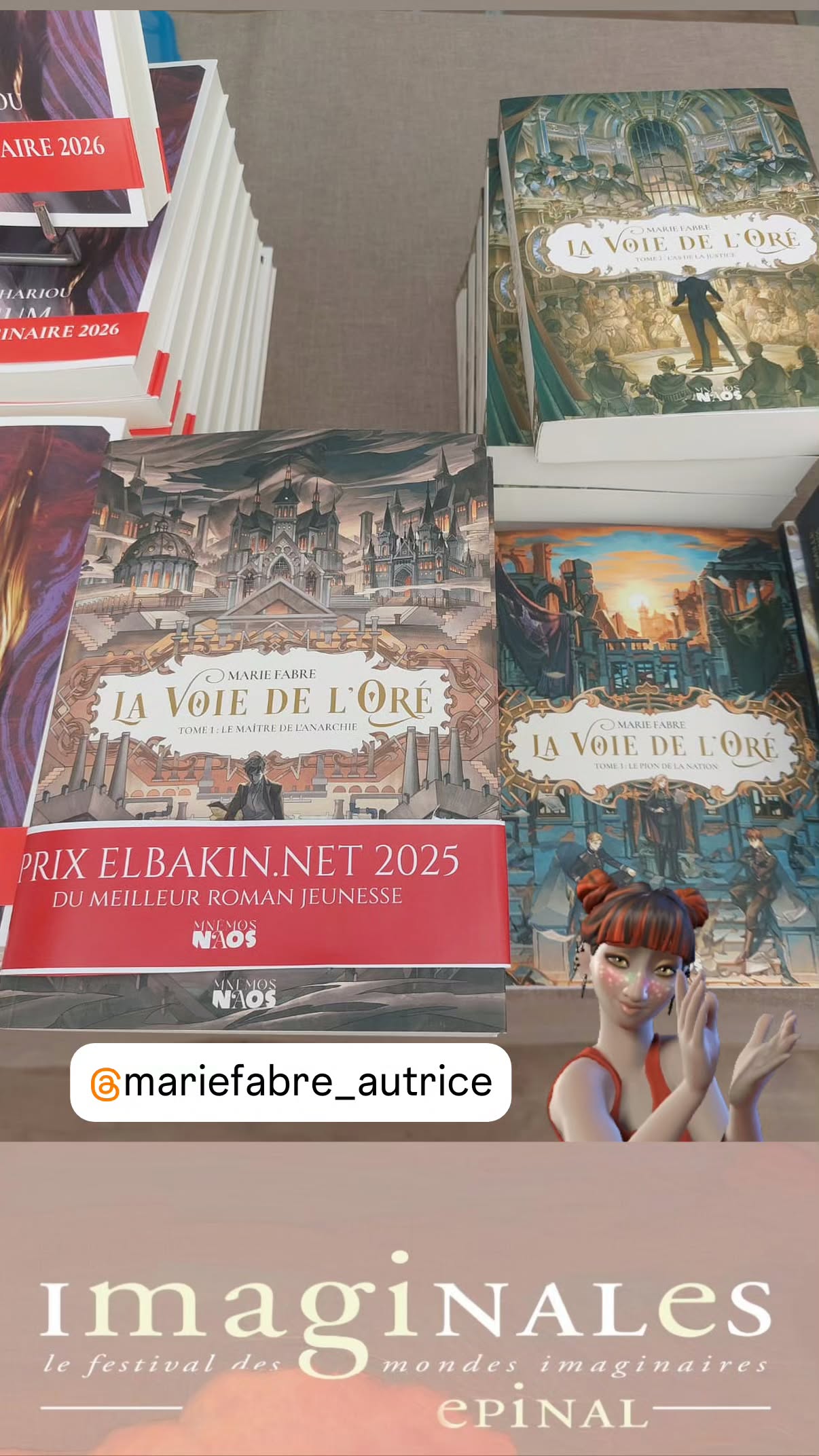 Post instagram montrant une photographie des livres de Marie Fabre